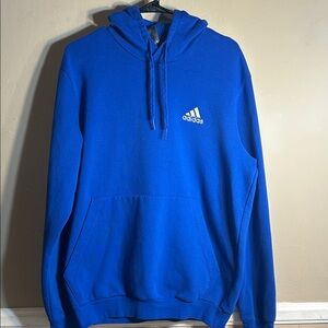 Men's Adidas Blue Embroidered Logo Fleece Hoodie Sz Large